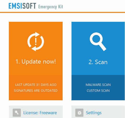 fi/etunurkka Tarkista tietokone Windowsissa EmsiSoft Emergency Kit