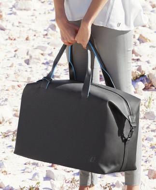 Vuorin materiaali: polyesteri. Mitat: 38 x 27 x 9 cm. Carbon Grey BMW i laukku Weekender, nahkaa.