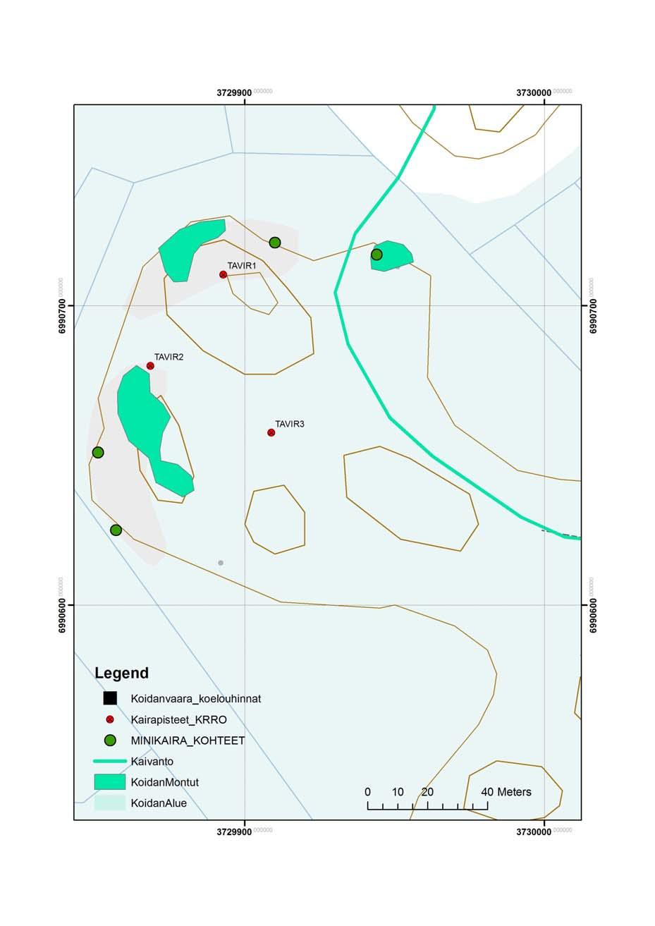 Koidanvaara, Ilomantsi: Mustan kiven tutkimukset 2011-2012 24 Pohjakartat: Maanmittauslaitos, lupa nro 13/MML/11 ja Logica