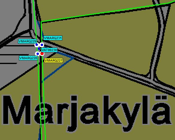 31 Kuva 13. Marjakylän erotinaseman erottimet (Verkkotietojärjestelmä DMS600WS) Kirkkokallion teollisuusalueen varasyöttötilanteessa sähkö ohjataan Marjakylän erotinaseman kautta.