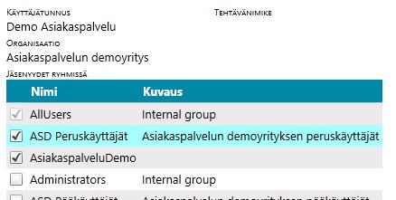 käyttäjäryhmiin Henkilötietojen ylläpitonäkymässä yläpalkin Muokkaa käyttäjän ryhmiä toiminnolla lisätään käyttäjätunnus