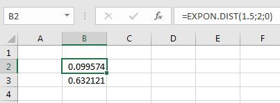 Eksponenttijakauma Excelissä Eksponenttijakauman Exp(λ) tiheys- ja kertymäfunktion arvoja voi laskea Excelissä funktiolla EXPON.