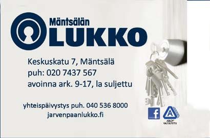 Mäntsälä Mäntsälän Nuorkauppakamari ry LEMMIKIT ks. sivu 12: Eläimet ja eläinlääkärit LIIKUNTAPAIKAT Mäntsälän Jäähalli Oy Isännöitsijä: p. 0400 739 030 www.mantsalanjaahalli.