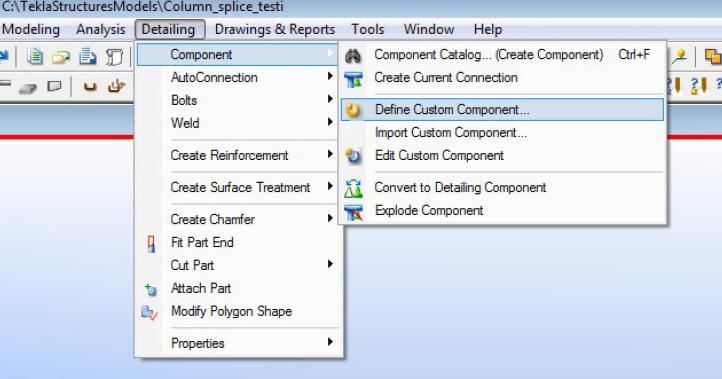 Kuva 3.6 Define Custom Component Aluksi tuli luoda sellainen tilanne, johon liitosta voitaisiin käyttää.