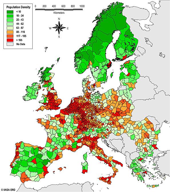 EUROOPAN VÄESTÖTIHEYS Suomi on harvaan