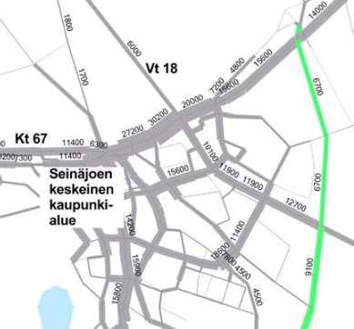 16 Seinäjoen kaupunki Valtatien 19 liikennemäärä vuonna 2008 oli Länsitien (yhdystie 7041) liittymän lounaispuolella noin 14 300 ajon./vrk 