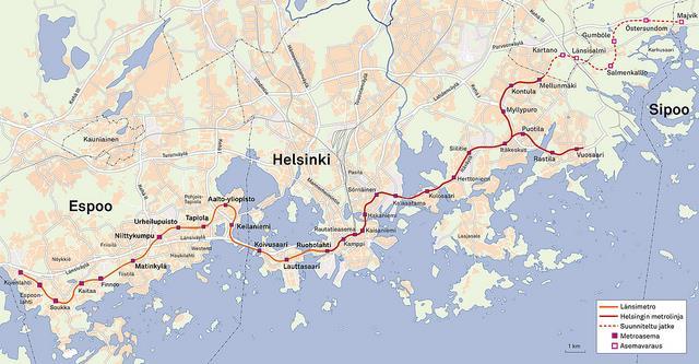 Metro pääkaupunkiseudulla Länsimetro - 21 km - 13 asemaa - Varikko Sammalvuoressa Itäjatke Metro