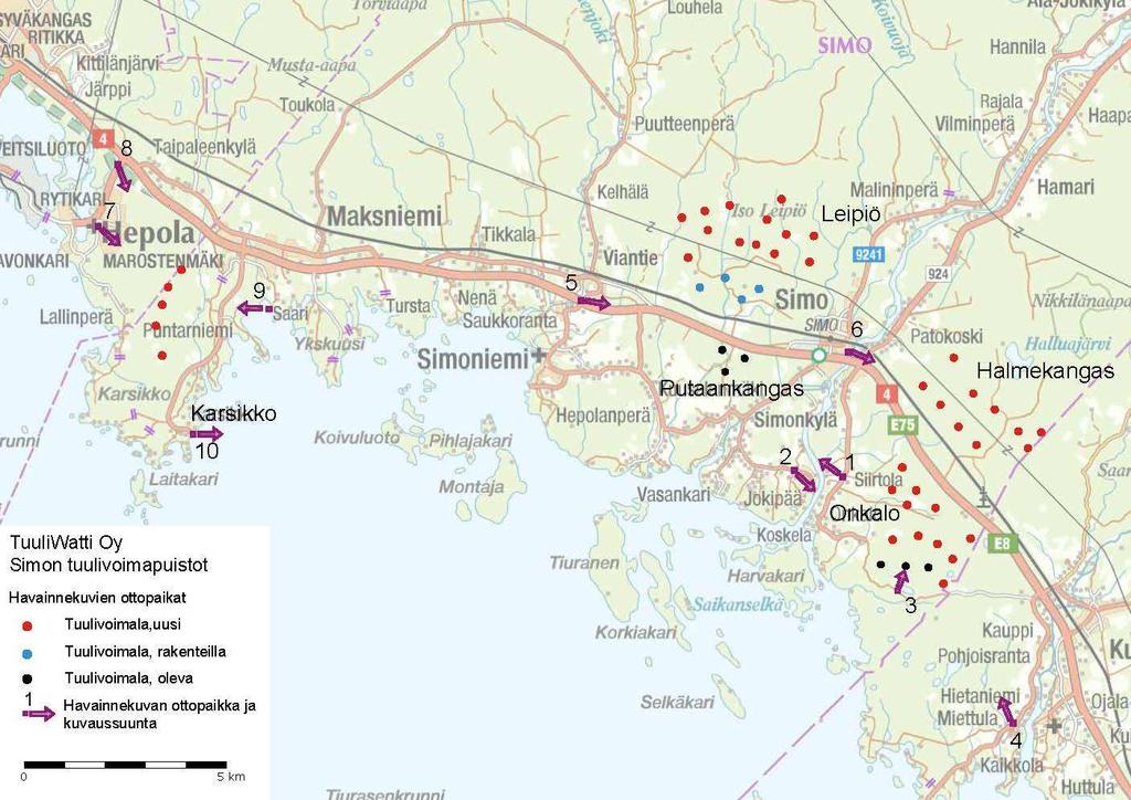 11 (17) Havainnekuvat YVA-vaihe Ympäristövaikutusten arviointimenettelyssä laaditut havainnekuvat (1-6 ja 10).