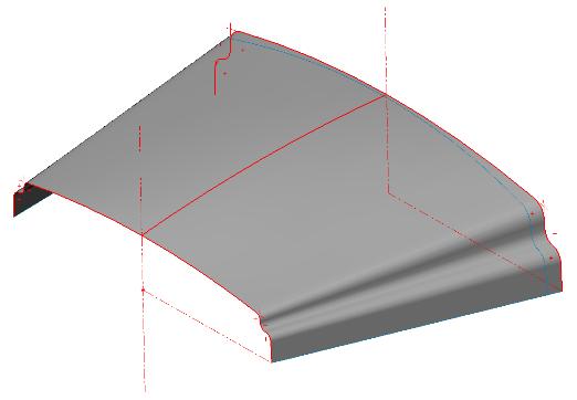 Kuva 2 Muita CAD ohjelmiston tarjoamia pintojen muotoilutyökaluja on esimerkiksi BlueSurf ja Sweep. BlueSurf työkalulla tehdään pinta kahden erilaisen profiilin välille (Vasemmalla).