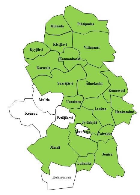 2 756 Kyyjärvi 1 368 Laukaa 18 970 Luhanka 756 Pihtipudas 4 207 Saarijärvi 9