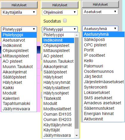 31 Kuva 19. Ala-aseman valikkorakenne Grafiikkakuvaa pääsee tarkastelemaan FdxIndex navigointipalkista (kuva 6, s.17) painamalla haluamaansa grafiikkakuvan otsikkoa.