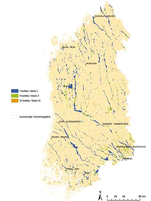 Kuva 9. Kartoitetut pohjavesialueet läntisellä vesienhoitoalueella.
