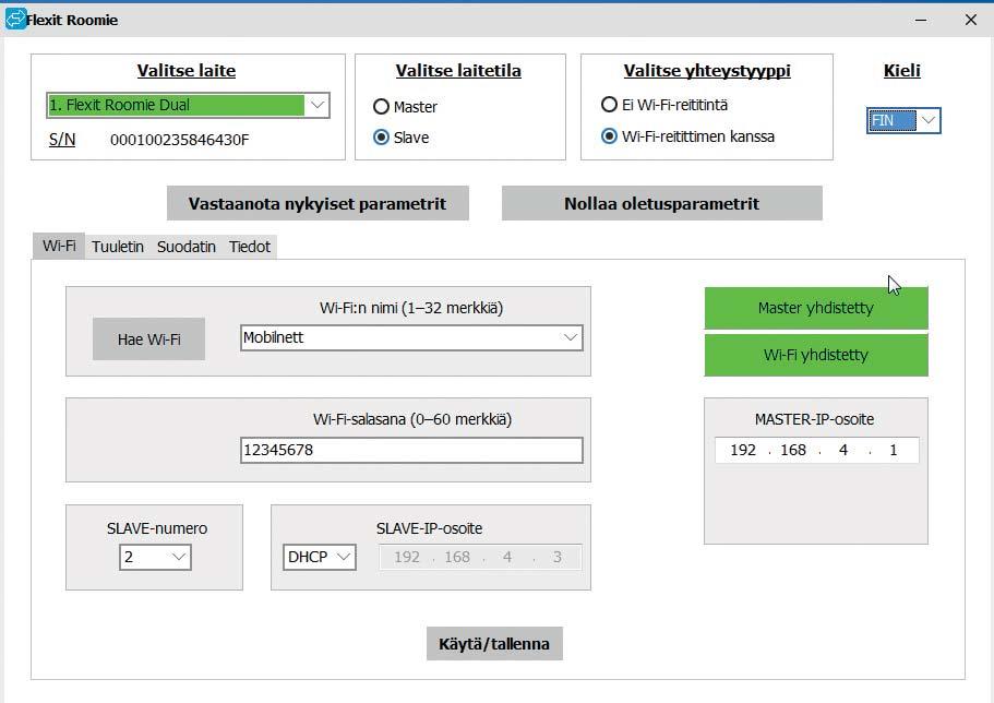 ROOMIE WIFI Vapaan IP-osoitteen tunnistaminen masterilmastointilaitetta varten ja vakiomuotoinen yhdyskäytävän osoite: 1.