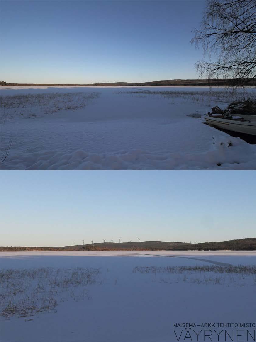 PUDASJÄRVEN KAUPUNKI 59 Kuva 34. Kuvasovite Jaurakkajärveltä kaavaluonnoksen mukaisella suunnitelmavaihtoehdolla.