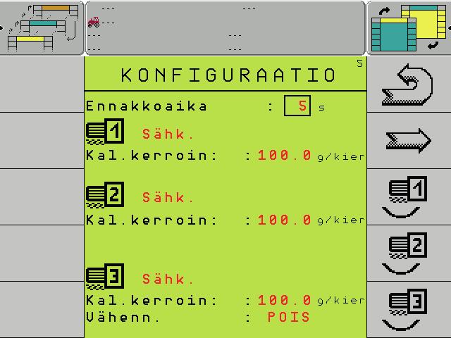 Kokoonpano 5 Kokoonpano 6 Tähän valikkoon syötetään nopeus-, akselivalvonta- ja puhallintieot. 1 2 2 3 3 1 2 3 4 2 4 1.