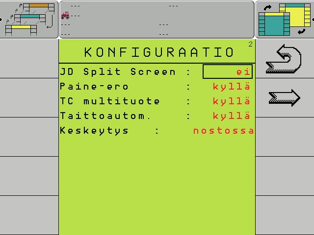 Section Control (SC) ja Variable Rate (VR) useammalle tuotteelle Jotta toimintoja Section Control ja Variable Rate voisi käyttää, seuraavien eellytysten pitää täyttyä: ME Touch 1200