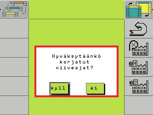 Korjaus metrimäärän avulla Ennen korjausta Päällekkäinmeno päällekytkettäessä - järjestelmä kytkeytyy päälle liian aikaisin ukkoja poiskytkettäessä - järjestelmä kytkeytyy liian aikaisin pois päältä
