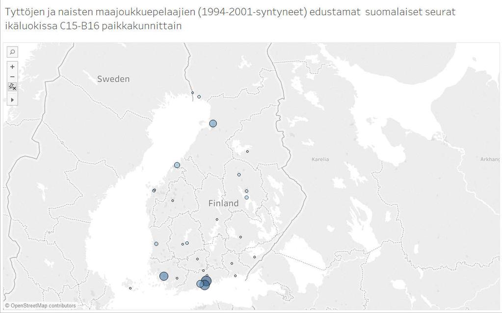 2 Vaasa 2 Hyvinkää 1 Hämeenlinna 1 Jyväskylä 1 Järvenpää 1 Kajaani 1 Kotka 1 Kouvola