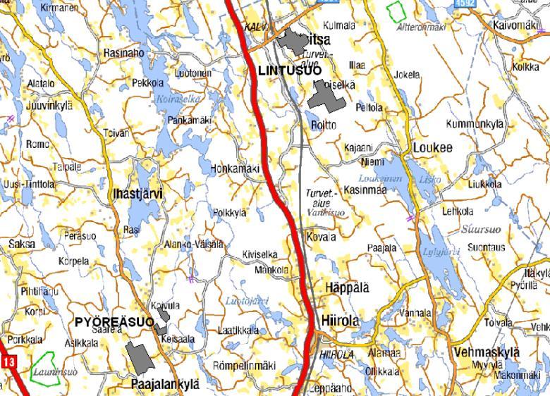 2 Vuonna 2014 tuotantopinta-ala oli 121,1 ha. Lintusuon tuotantoalueen osuus Roitonlammen 30,6 km 2 laajuisesta valuma-alueesta on noin 5 % ja Hietajärven 34,4 km 2 :n valuma-alueesta noin 4 %.