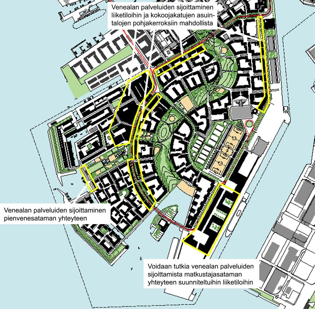 alueella ei ole merkittäviä mahdollisuuksia veneilyyn liittyvän yritystoiminnan laajentamiseen. Koivusaaren alueen maankäyttö ratkaistaan myöhemmin yleiskaavalla tai osayleiskaavalla.
