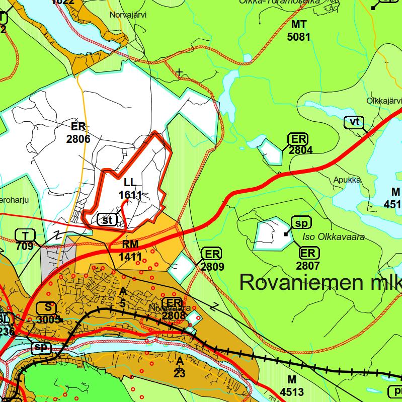 2010 vahvistamaan Rovaniemen vaihemaakuntakaavan. Kuva 2. Suunnittelualueen sijainti. SUUNNITTELUALUE Kaavamuutosalue sijaitsee Rovaniemen kaupungin 18. kaupunginosassa Napapiirin alueella.