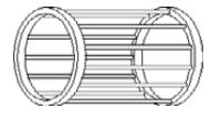 käämitys, 10) roottorin levypaketti, 11) liitäntäkotelo, 12) akseli [13, s.