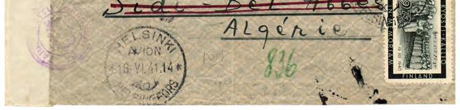 filatelian kokoelmasta. Lähetys on kirjattu lentokuori Helsingistä Algeriaan 16.6.1941.