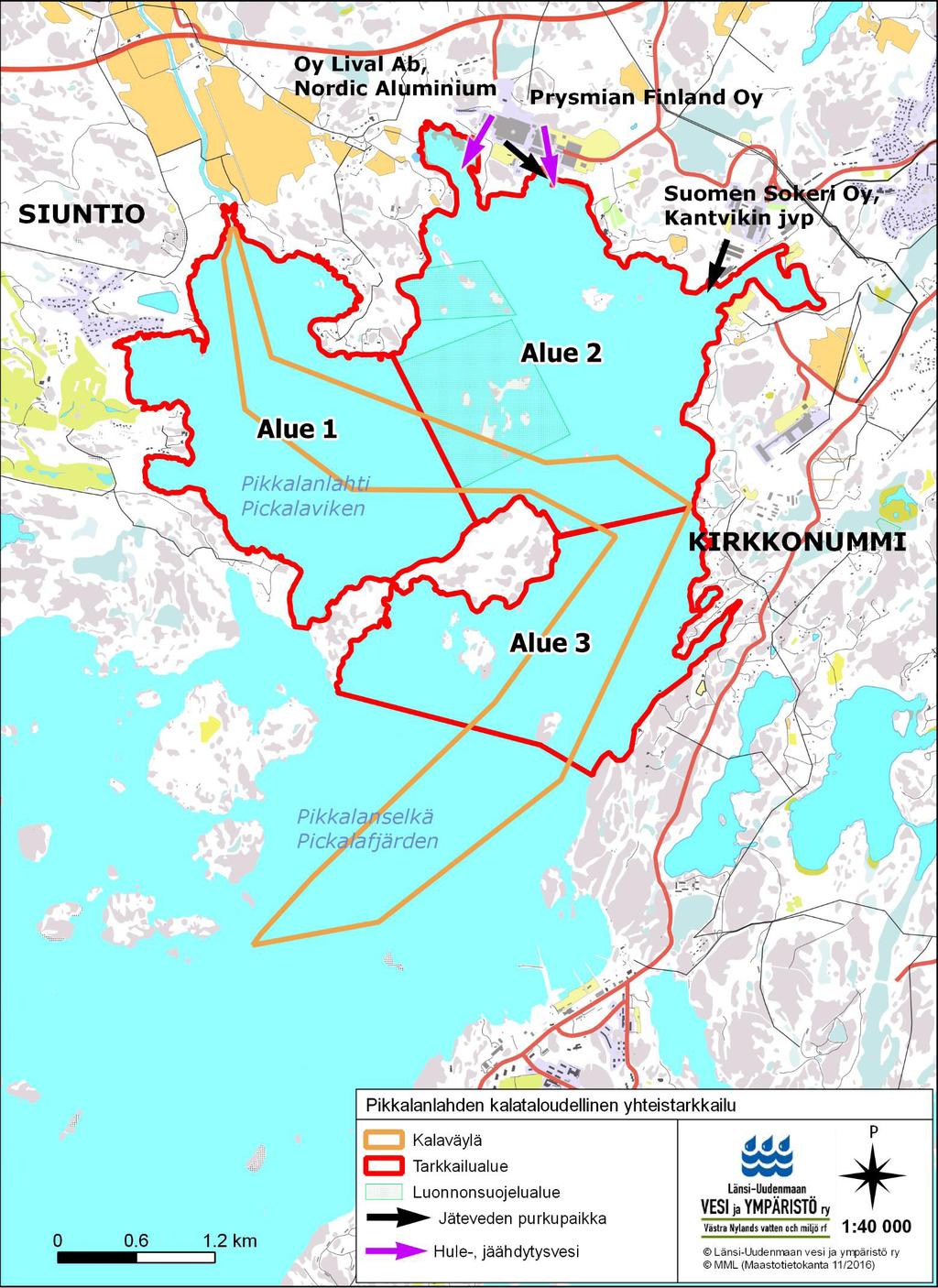 Kartta kalataloudellisesta tarkkailualueesta Liite 2.