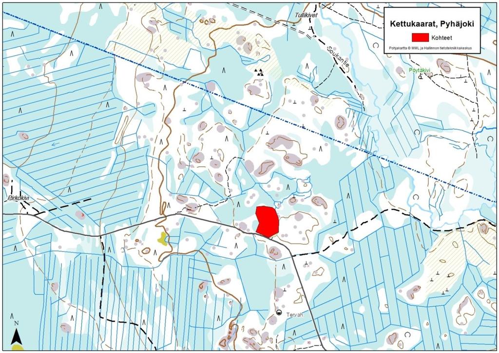 GEOLOGIAN TUTKIMUSKESKUS 17 Kettukaarat Kunta: Pyhäjoki Havaintotunnus: KRK2-2012-32 Koordinaatit: X:7156220; Y:3382492 Laatuluokka testattu TIEL95: II-III Pinta-ala: 200 x 200m Kivilaji: