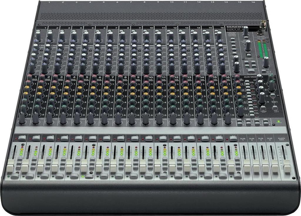 10 KUVA 2: Mackie Onyx 1640 analogimikseri (Kuva: www.thomann.de) Mikrofoni on edelleenkin äänittämisen perimmäinen perustyökalu.