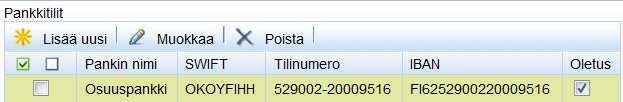 Käyttäjän tietoihin lisätään yrityksen yhteyshenkilön tiedot. 5.