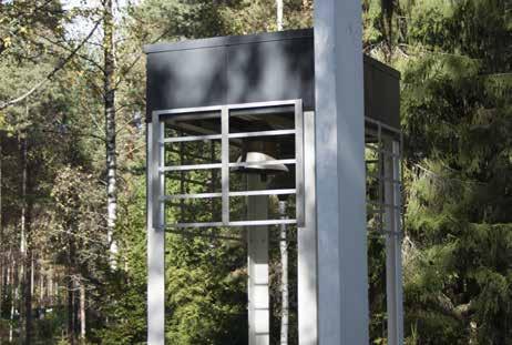 Materiaaleina on käytetty alumiinipeltiä, rapattua pintaa (kahitiiltä) ja erilaisia puupintoja sekä mustaksi poltettua metallia.