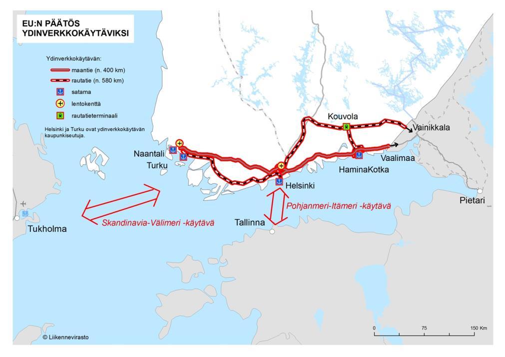 TEN-T ydinverkon osia on kehitettävä siten, että ne