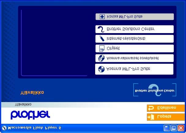 Vaihe 2 Ohjainten ja ohjelmien asentaminen Pakkauksen mukana toimitettu CD-ROM-levy MFL-Pro Suite CD-ROM-levyn sisältö on seuraava: Asenna MFL-Pro Suite Voit asentaa MFL-Pro Suite -ohjelman ja muita