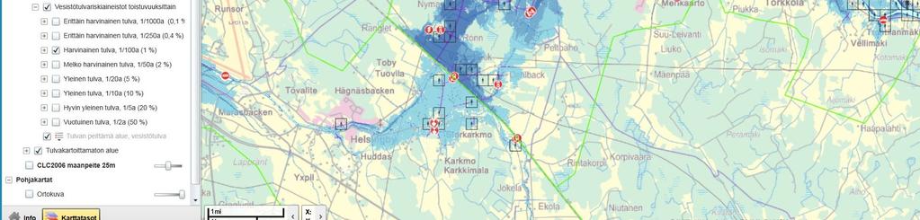 ympäristöhallinnon verkkopalveluun (www.ymparisto.fi/tulvakartat). Tulvakarttapalvelussa jokainen voi käydä katsomassa tulvakartoitettujen alueiden tulvavaara - ja - riskikarttoja.