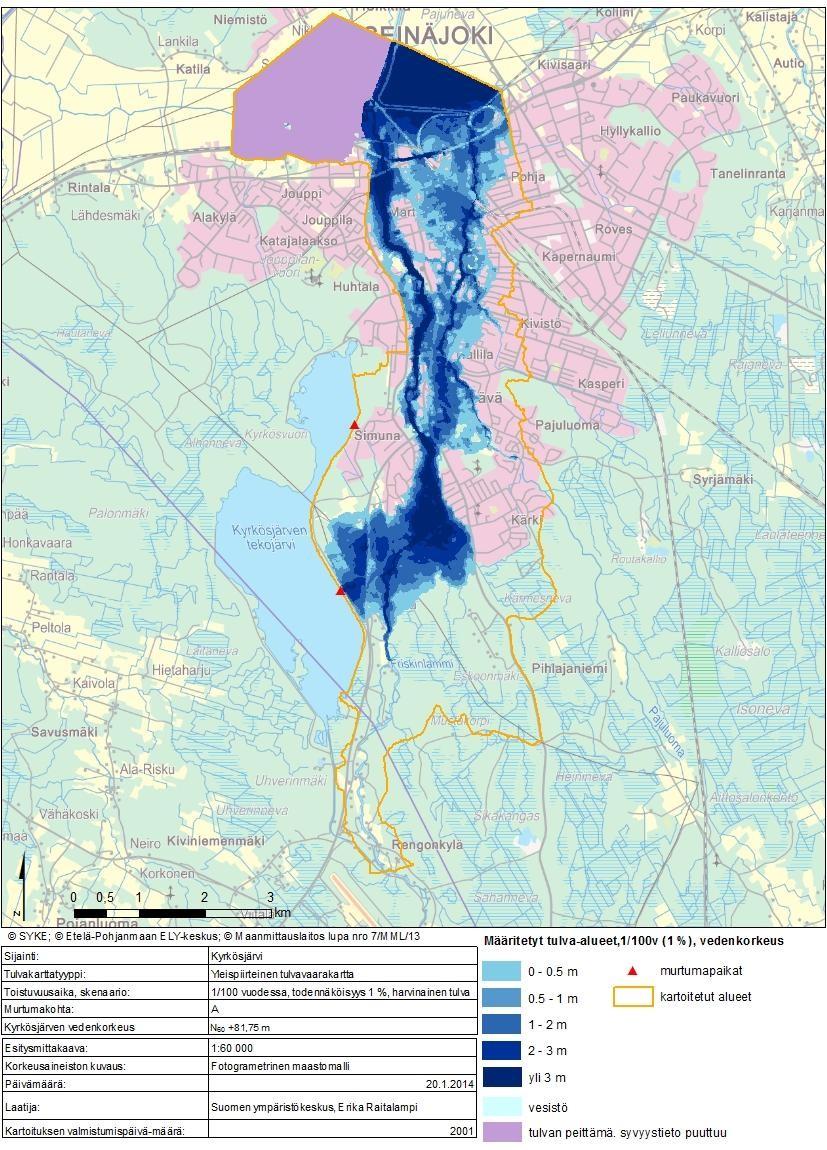 7.3.1 Kyrkösjärven, Kalajärven, Pitkämön ja Liikapuron patomurtumariskit Kyrönjoen vesistöalueella sijaitsee neljä vahingonvaaraltaan 1-luokkaan luokiteltua patokokonaisuutta.