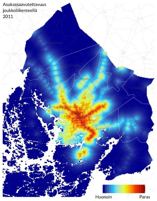 ja työpaikat keskittyvät keskeiselle kaupunkiseudulle, mikä tarkoittaa käytännössä myös liikkumistarpeiden suuntautumista