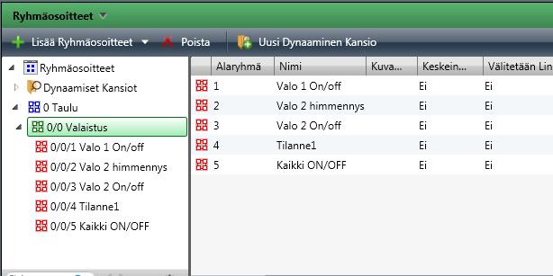 Avaa rakennuksen huone ja valitse laitteeksi 4- osainen painike. Laitteen ollessa valittuna näkyy alhaalla kohta Parametrit.