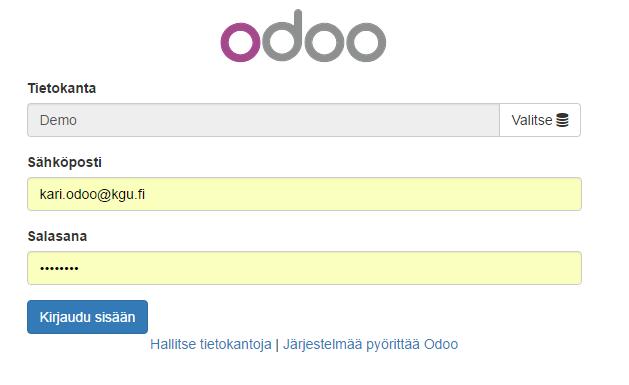 1 Odoo ohjelman demokäyttöön riittää, että asentaa ohjelmiston, ja tietokannan.