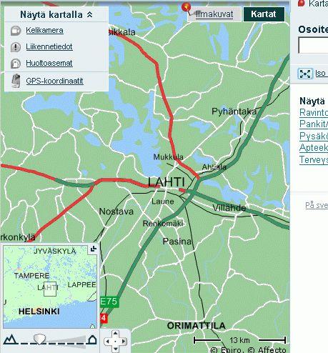 23 jotain. Myös yhden Tapiolan mainoksen klikkausmäärät lähetetään ajaxilla palvelimelle. Eniron sivuilta löytyi tutkimuksen ainut lähes täysin ajaxiin perustuva palvelu: kartat.eniro.fi.
