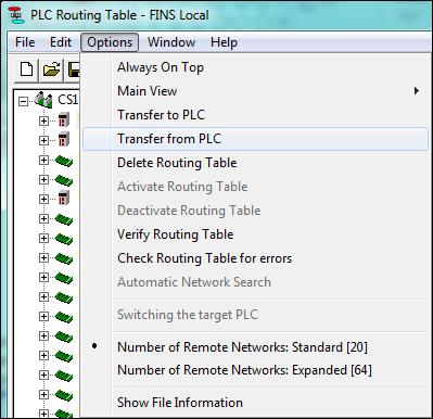 CX-Integratorin ja Routing Tablen käynnistys Ohjelman avauduttua valitaan Tools -> Routing Table.