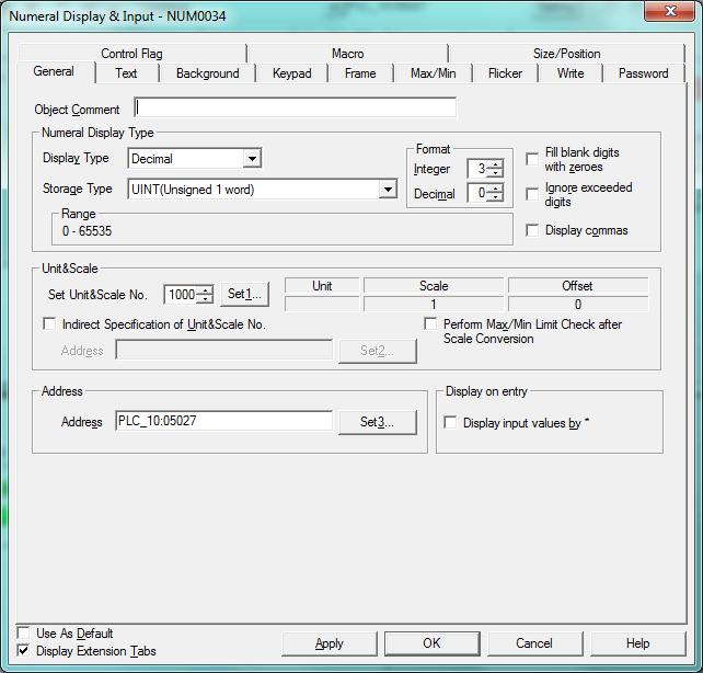 KUVA 57. Numeral Display & Input asetukset KUVA 58.