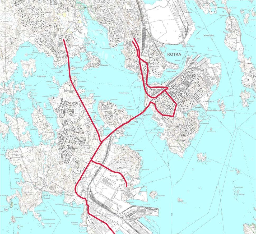 Kuva 15. Nykyiset Mussalon satamaan johtavat suurten erikoiskuljetusten reitit (SEKV) 2.