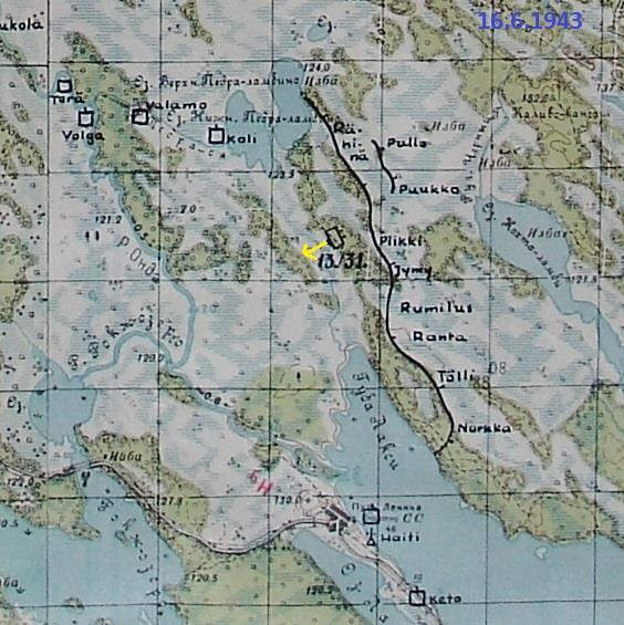 2./Rj.P6 siirtyy Ontajärven länsirannalle 17.5.1943 siistyi 2./Rj.P6 Ontajärven länsirannan eteläosan kenttävartioihin.