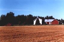 Yksittäinen ryhmä, joka teitten risteyksessä toimii maamerkkinä. Päärakennus vaalean keltainen, ulkorakennukset punaiset.