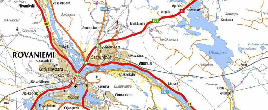 11 kilometriä keskustasta Pohjoiseen Maantie 9523:n varrella Norvajärven
