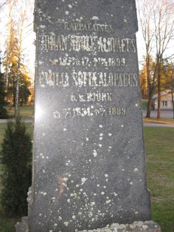 seurakuntaan liittyen. Kunnanvaltuuston jäsen 1911-1918. Surmattiin Helsingistä tulleen punakaartin komennuskunnan toimesta. 53 Johan Adolf Alopaeus 20.12.1817 14.