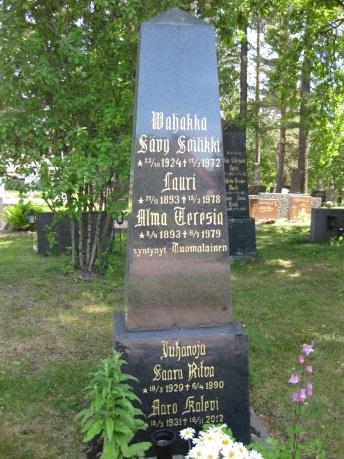 1881 Elin 25.1.1879 Charlotta 18.7.1887 10.4.1963 12.4.1929 7.7.1970 Kolmen sisaruksen hauta: Selma Maria, Elin Eleonora, Charlotta Katariina. Mallusniemen kartanon omistajia.