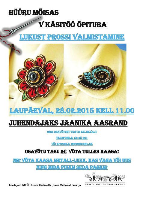 04 2015 Juhendab kunstnik-keraamik Irja Kändler Kursused toimuvad Laagri Kooli