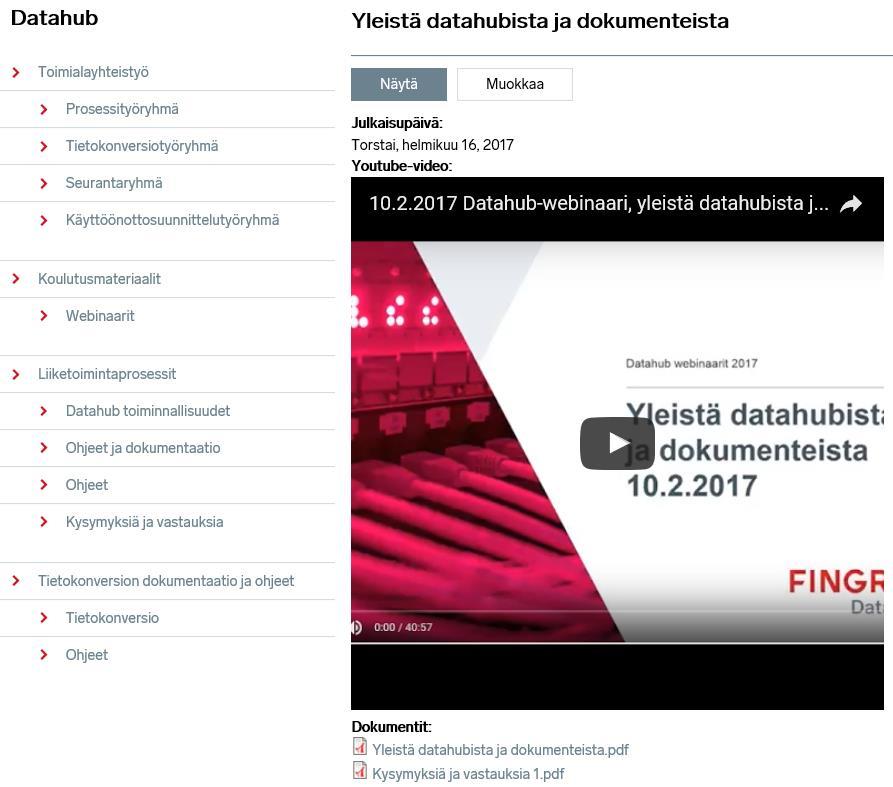 UUTTA Portaaliin toteutettu uudet DATAHUB-sivut Kaikki päivittyvät tietosisällöt löytyvät jatkossa